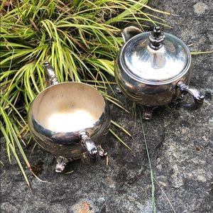 Silver Plated Sugar Creamer Set Tea Coffee Vintage